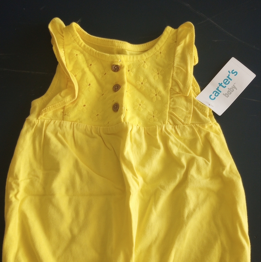 Carter's Baby Yellow Flutter Sleeve One Piece Romper/Bodysuit